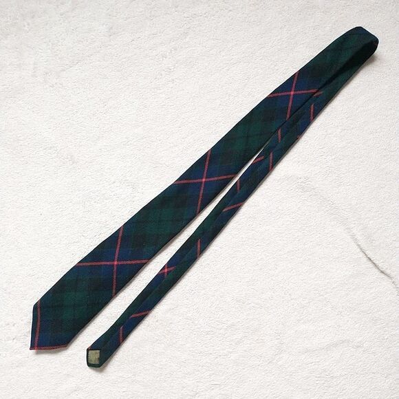 Vtg The Scotch House All Wool NeckTie Tie Tartan Blue Green Plaid England 3.2x54 - Picture 4 of 7
